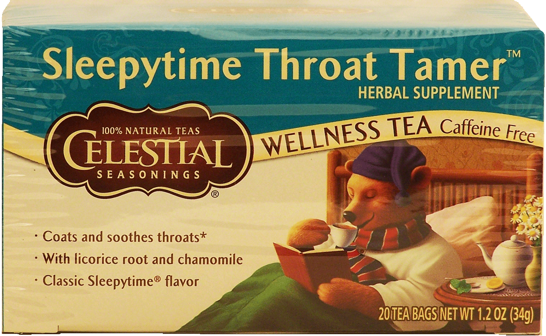 Celestial Seasonings Sleepytime Throat Tamer wellness tea herbal supplement, caffeine free, 20-bags Full-Size Picture